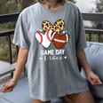 Game Day Vibes Football Baseball Mom Heart Women's Comfort Colors T-Shirt Gray Game Day Vibes Football Baseball Mom Heart Women's Comfort Colors T-Shirt Gray