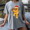 Gingerbread Man Baseball Christmas Women's Comfort Colors T-Shirt Gray Gingerbread Man Baseball Christmas Women's Comfort Colors T-Shirt Gray
