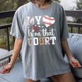 My Heart Is On That Court Baseball Player Baseball Mom Women's Comfort Colors T-Shirt Gray