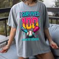 HUGvyn I Survived 100 Days Baseball Teacher Ice Cream Drip Women's Comfort Colors T-Shirt Gray HUGvyn I Survived 100 Days Baseball Teacher Ice Cream Drip Women's Comfort Colors T-Shirt Gray