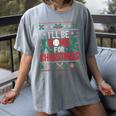 I’Ll Be Home For Christmas Baseball Ugly Sweater Art Women's Comfort Colors T-Shirt Gray
