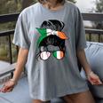 Ireland Baseball Mom Messy Bun Irish Baseball Girl Women's Comfort Colors T-Shirt Gray Ireland Baseball Mom Messy Bun Irish Baseball Girl Women's Comfort Colors T-Shirt Gray