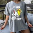 It's My 13th Birthday Baseball Softball Heart 13 Year Old Women's Comfort Colors T-Shirt Gray