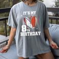 It's My 8th Birthday Baseball Football Heart 8 Year Old Women's Comfort Colors T-Shirt Gray