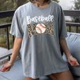 Leopard Baseball Mom Baseball Mama Retro Cute Mother's Day Women's Comfort Colors T-Shirt Gray