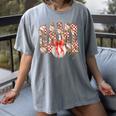 Leopard Checkered Game Day Baseball Coquette Bow Women Girls Women's Comfort Colors T-Shirt Gray Leopard Checkered Game Day Baseball Coquette Bow Women Girls Women's Comfort Colors T-Shirt Gray