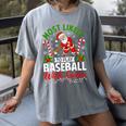 Most Likely To Play Baseball With Santa Christmas Pajamas Women's Comfort Colors T-Shirt Gray