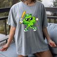 Lucky Shamrock Playing Baseball St Patrick's Kids Boys Women's Comfort Colors T-Shirt Gray