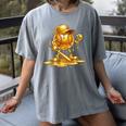 Melting Baseball Mascot Slugger Bat Cap Cartoon Women's Comfort Colors T-Shirt Gray Melting Baseball Mascot Slugger Bat Cap Cartoon Women's Comfort Colors T-Shirt Gray