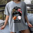 Mom Of Ballers Messy Bun Football Mom Baseball Mom Of Both Women's Comfort Colors T-Shirt Gray Mom Of Ballers Messy Bun Football Mom Baseball Mom Of Both Women's Comfort Colors T-Shirt Gray