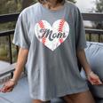 Mother's Day Distressed Heart Baseball Mom Mama Sport Fan Women's Comfort Colors T-Shirt Gray