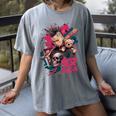 Punk Girl With Anger Kanji And Baseball Bat Women's Comfort Colors T-Shirt Gray Punk Girl With Anger Kanji And Baseball Bat Women's Comfort Colors T-Shirt Gray