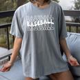Retro Baseball Mama Groovy Baseball Mom Premium Women's Comfort Colors T-Shirt Gray