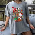 Santa Baseball Football Soccer Pajamas Ho Ho Christmas Xmas Women's Comfort Colors T-Shirt Gray Santa Baseball Football Soccer Pajamas Ho Ho Christmas Xmas Women's Comfort Colors T-Shirt Gray