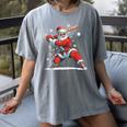 Santa Playing Baseball Christmas Candy Cane Fun Xmas Holiday Women's Comfort Colors T-Shirt Gray
