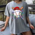 Santa Sports Christmas Baseball Player Women's Comfort Colors T-Shirt Gray Santa Sports Christmas Baseball Player Women's Comfort Colors T-Shirt Gray