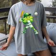 Shamrock Playing Baseball St Patricks Day Men Boys Kid Women's Comfort Colors T-Shirt Gray