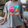 Six Seven 6-7 Baseball Ice Cream Drip 67 Meme Hands Women's Comfort Colors T-Shirt Gray Six Seven 6-7 Baseball Ice Cream Drip 67 Meme Hands Women's Comfort Colors T-Shirt Gray