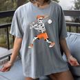 Skeleton Batting Baseball Halloween Women's Comfort Colors T-Shirt Gray Skeleton Batting Baseball Halloween Women's Comfort Colors T-Shirt Gray