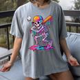 Skelton Playing Baseball Halloween Baseball Drip Boys Kids Women's Comfort Colors T-Shirt Gray Skelton Playing Baseball Halloween Baseball Drip Boys Kids Women's Comfort Colors T-Shirt Gray