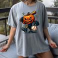 Spooky Halloween Scary Pumpkin Baseball Player Witchy Vibes Women's Comfort Colors T-Shirt Gray Spooky Halloween Scary Pumpkin Baseball Player Witchy Vibes Women's Comfort Colors T-Shirt Gray