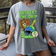 Spooky Zombie Respect The Drip Baseball Halloween Women's Comfort Colors T-Shirt Gray