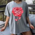 Sporty Rose Graphic With Baseball And Rugby Ball Petals Women's Comfort Colors T-Shirt Gray Sporty Rose Graphic With Baseball And Rugby Ball Petals Women's Comfort Colors T-Shirt Gray