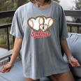 St Louis Leopard Heart Baseball Batter Boys Fan Women's Comfort Colors T-Shirt Gray