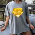 Strike Out Childhood Cancer Boys Baseball Drip Gold Ribbon Women's Comfort Colors T-Shirt Gray