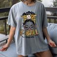 T Ball Mom Messy Bun Leopard Baseball Mom Leopard Women's Comfort Colors T-Shirt Gray