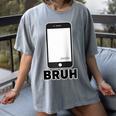 Texted First Bruh Seen Message Valentine's Day Humor Raglan Baseball Tee Women's Comfort Colors T-Shirt Gray