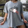That's My Boy Leopard Heart Baseball Mom Women's Comfort Colors T-Shirt Gray