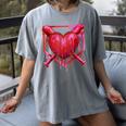 Valentines Day Baseball Red Heart Dab Boys Girls Kids Women's Comfort Colors T-Shirt Gray