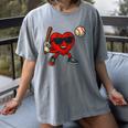 Valentines Day Baseball Red Heart Love Boys Kids Tee Women's Comfort Colors T-Shirt Gray