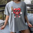 Valentines Day Heart Playing Baseball Boys Men Kids Girls Women's Comfort Colors T-Shirt Gray