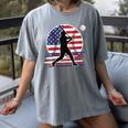 Women's Batter Patriotic American Flag Baseball Silks Women's Comfort Colors T-Shirt Gray Women's Batter Patriotic American Flag Baseball Silks Women's Comfort Colors T-Shirt Gray