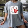 Womens Bleached Custom Baseball Mom Number 7 Heart For Mom Women's Comfort Colors T-Shirt Gray