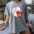 Womens Custom Baseball Mom Number 10 Heart For Mom Mommy Women's Comfort Colors T-Shirt Gray
