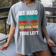 Women's Retro Hit Hard Run Fast Turn Left Baseball Lover Women's Comfort Colors T-Shirt Gray