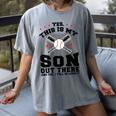 Yes This Is My Son Out There Baseball Mom Women's Comfort Colors T-Shirt Gray