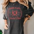 2024 Home Plate Social Club Softball Season Tee Baseball Mom Premium Women's Comfort Colors T-Shirt Pepper