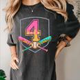 4th Birthday Baseball Bat Ice-Cream Drip 4yrs Old Boys Girls Women's Comfort Colors T-Shirt Pepper