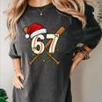67 Baseball Xmas Lights Santa Hat Holiday Women's Comfort Colors T-Shirt Pepper