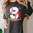 9 Years Old Baseball Birthday Boy 9th Bday Party Women's Comfort Colors T-Shirt Pepper 9 Years Old Baseball Birthday Boy 9th Bday Party Women's Comfort Colors T-Shirt Pepper