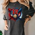 Baseball 12 Year Old Splash Drip 12th Birthday Boy Number 12 Women's Comfort Colors T-Shirt Pepper Baseball 12 Year Old Splash Drip 12th Birthday Boy Number 12 Women's Comfort Colors T-Shirt Pepper