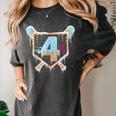 Baseball 4 Year Old Ice Cream Drip 4th Birthday Boy Number 4 Women's Comfort Colors T-Shirt Pepper