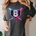 Baseball 8 Year Old Ice Cream Drip 8th Birthday Party Women's Comfort Colors T-Shirt Pepper Baseball 8 Year Old Ice Cream Drip 8th Birthday Party Women's Comfort Colors T-Shirt Pepper