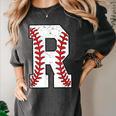 Baseball Alphabet Monogram Initial Letter R Women's Comfort Colors T-Shirt Pepper Baseball Alphabet Monogram Initial Letter R Women's Comfort Colors T-Shirt Pepper