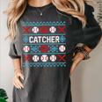 Baseball Catcher Ugly Christmas Sweater Pattern Sports Xmas Women's Comfort Colors T-Shirt Pepper