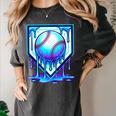 Baseball Drip Ice Cream Blue Glow Melt Ball Graphic Women's Comfort Colors T-Shirt Pepper Baseball Drip Ice Cream Blue Glow Melt Ball Graphic Women's Comfort Colors T-Shirt Pepper